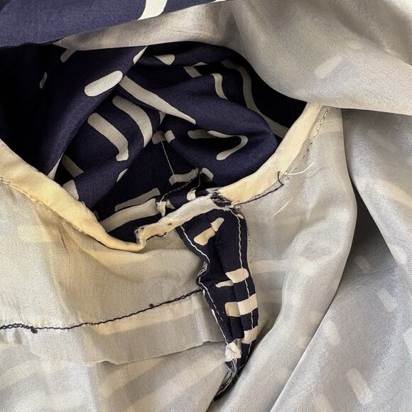 Vintage 80s Elizabeth Arden Navy Blue & White Silk Long Sleeve Midi Dress Sz 12 - Picture 15 of 16